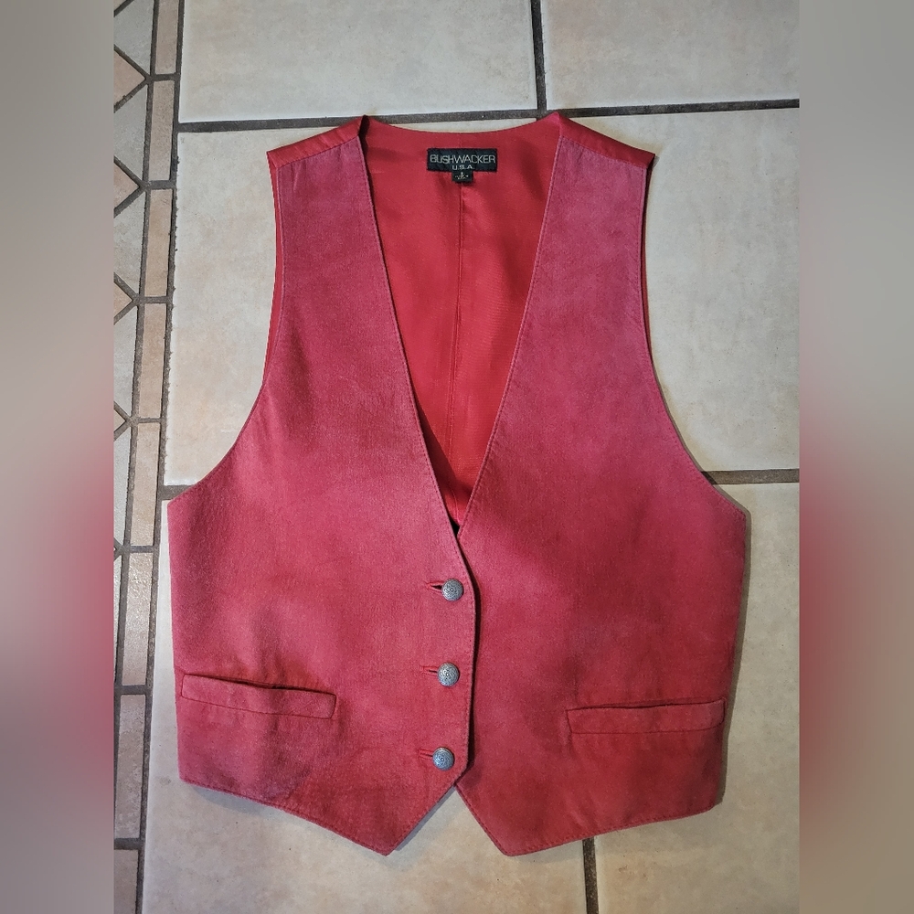 Women's Red Leather Vest
